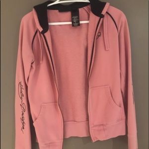 Harley Davidson pink zipper sweater